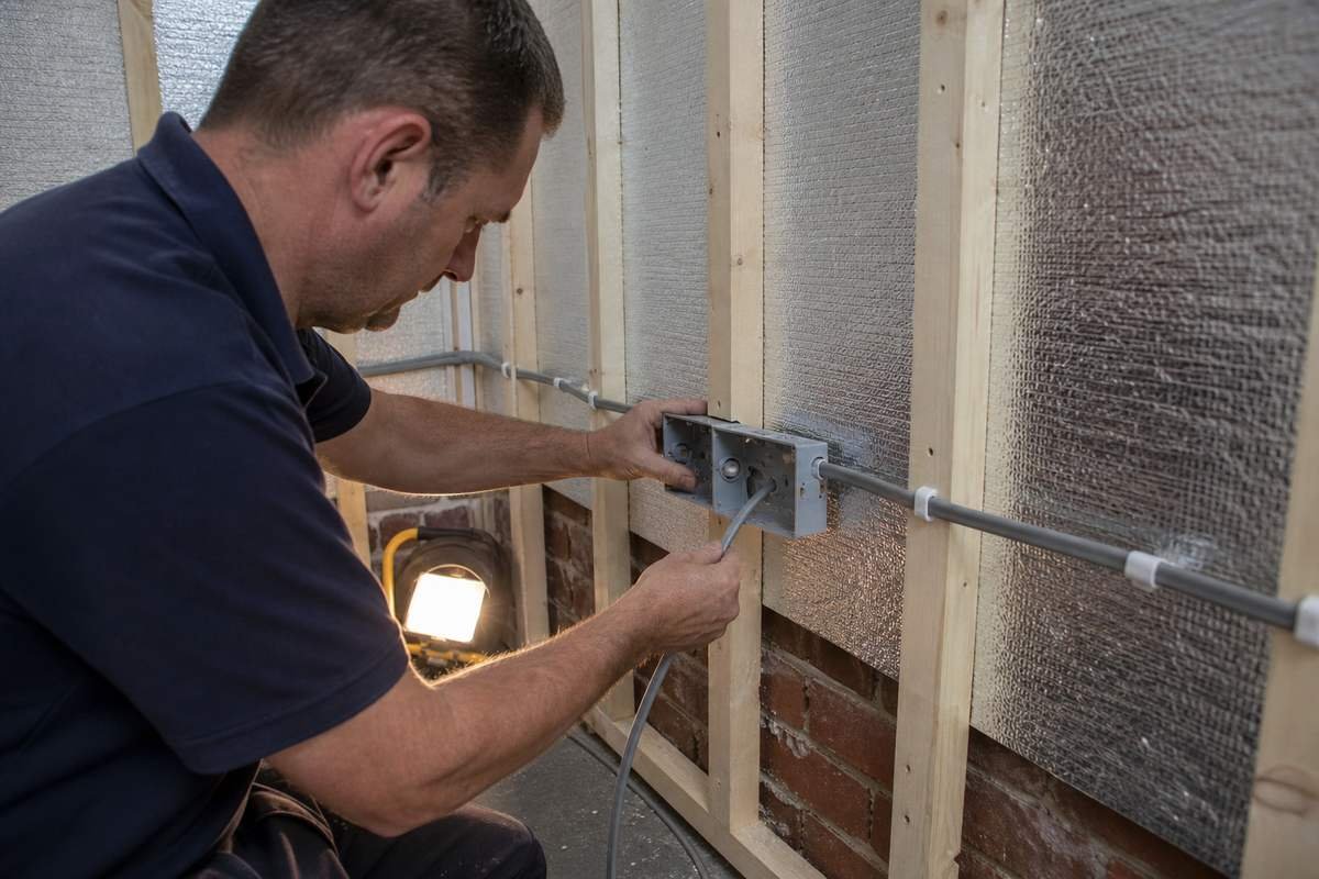 Garage conversion first fix wiring in Telford