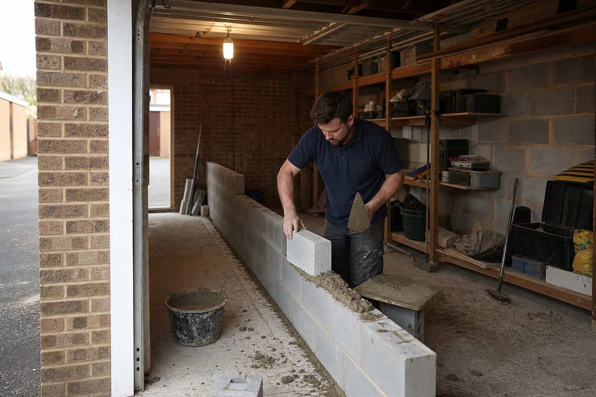 Garage conversion dividing wall build in Telford